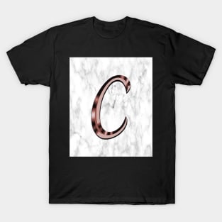 Monogram C Gifts Marble & Gold Look on Letter C, PHONE CASES & other gifts Initial Faux Rose, Copper Graphic Design look Monogram T-Shirt